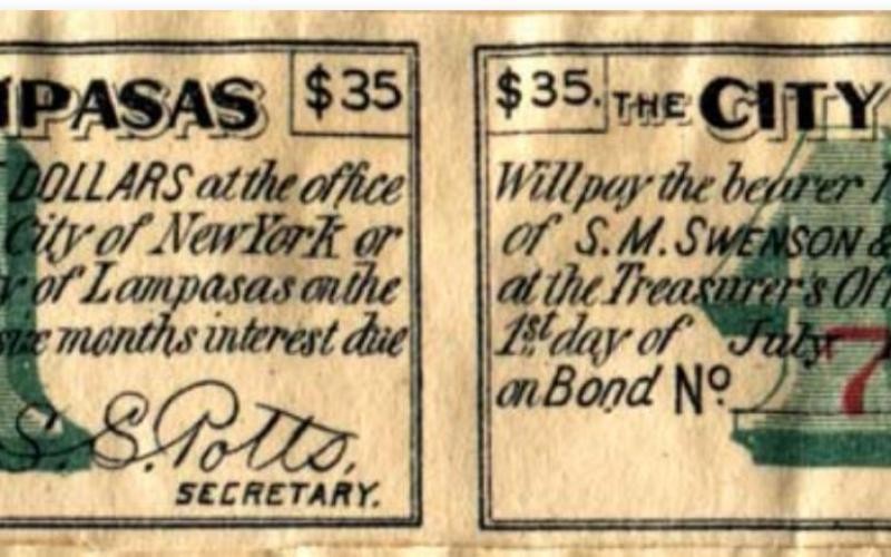 These are $35 city of Lampasas coupon bonds. COURTESY PHOTO | LAMPASAS DISTRICT COURT, NO. 2271, EX PARTE