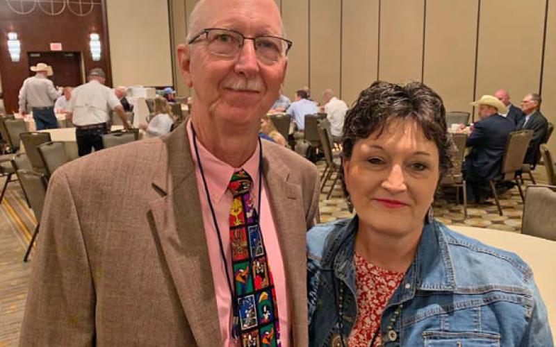 COURTESY PHOTO Joe Vann, retired ag teacher and Lampasas High School alumnus, and his wife Amy are pictured at the Agriculture Teachers Association of Texas Hall of Fame honors reception.