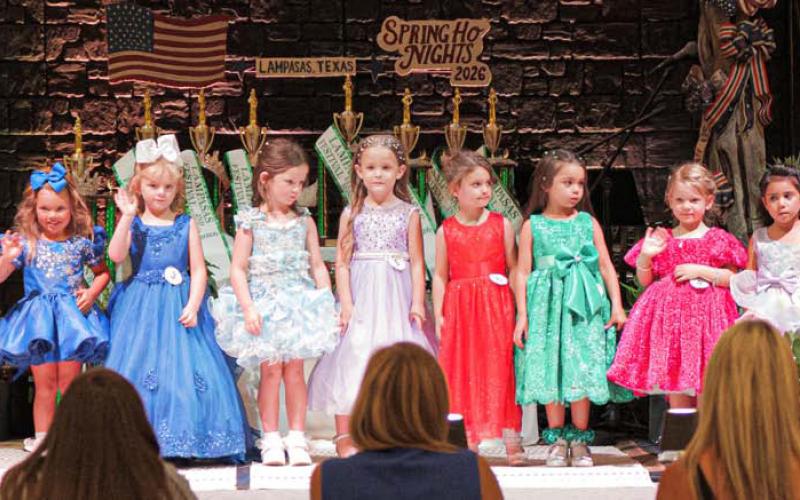 Little Miss Spring Ho contestants look out into the crowd during Monday’s event. ADAM BARRIOS | DISPATCH RECORD