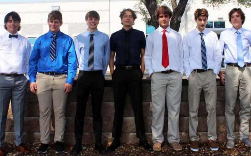 Chosen to represent Lampasas High School at the 2022 American Legion Boys State session are, from left, students Tak Stinnett, Hank Kielpinski, Ben Stone, Luke Coonrod, Aden Rascoe, Luke Shivers and Owen Stubbs. VERONICA BUTLER | DISPATCH RECORD