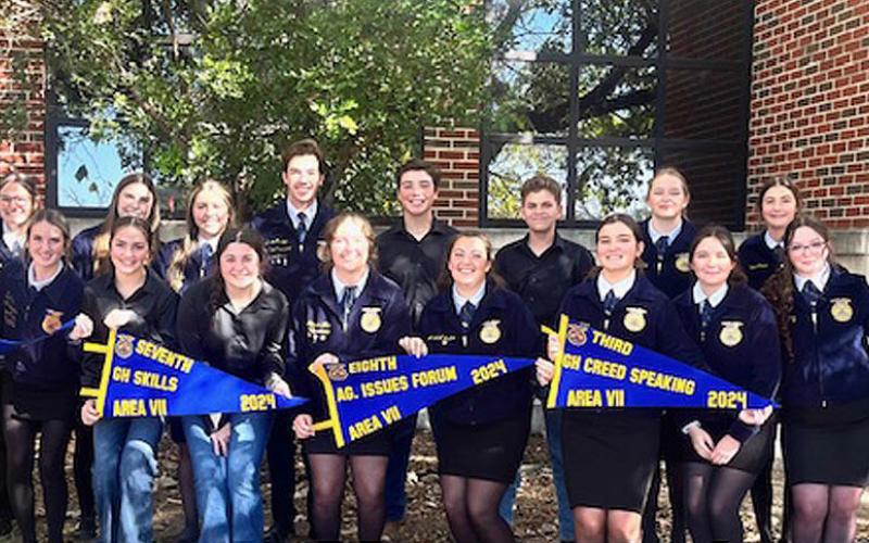 These Lampasas FFA members competed well in Kerrville, bringing home four banners from the area competition. COURTESY PHOTO