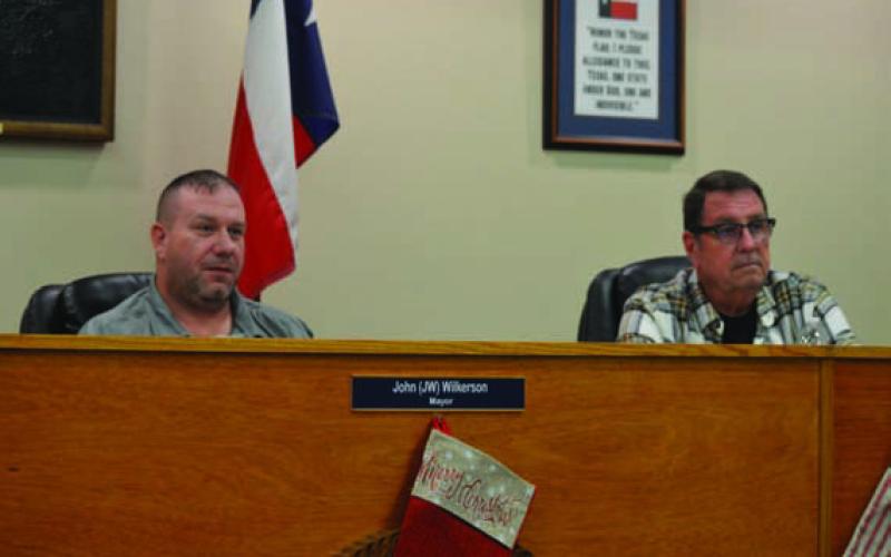 Kempner Mayor John Wilkerson, at left, and Place 3 Councilman Rob Green look on during the Kempner City Council meeting held on Dec. 12. ERICK MITCHELL | DISPATCH RECORD