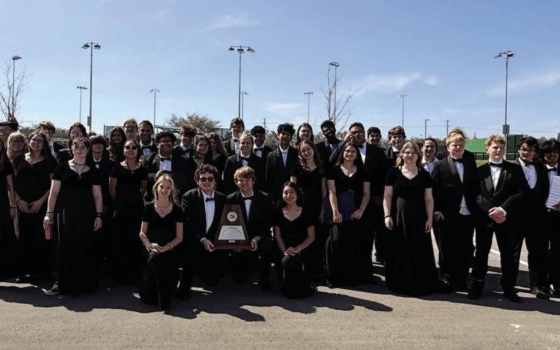 COURTESY PHOTO The Lampasas High School Wind Ensemble band poses for a photo after garnering superior ratings at the UIL Concert and Sight-Reading evaluation on March 3.