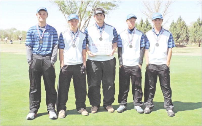 Blake Graham, far right, is shown here with the 2014 regional champion Badger golf team. The other players from left to right are Trent Holloman, Brady Berry, Talon Wright and Blake January. FILE PHOTO