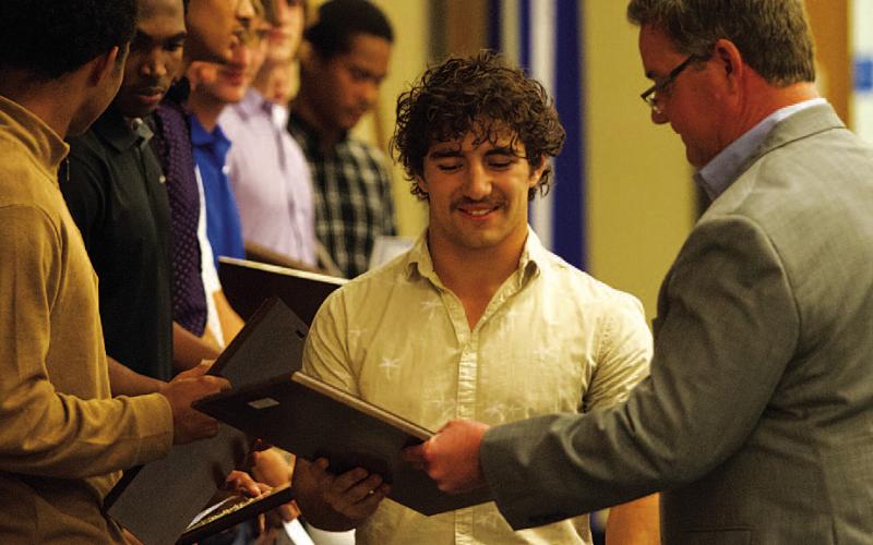 HUNTER KING | DISPATCH RECORD Daemian Rivas was named the Offensive Backer of the Year for the Badgers.