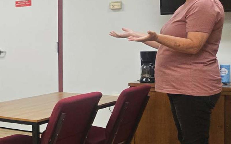 During open forum at the Lometa City Council meeting, resident Christine Eltgroth volunteered to fill a council position that has been vacant since council member Karen Chism’s resignation in December. cheri jay-wienecke | dispatch record