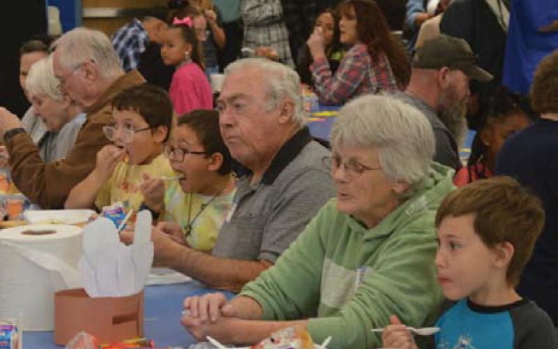 Grandparents enjoy lunch with students during Hanna Springs Elementary School’s Grandparents’ Day celebration on Thursday. erick Mitchell | dispatch record