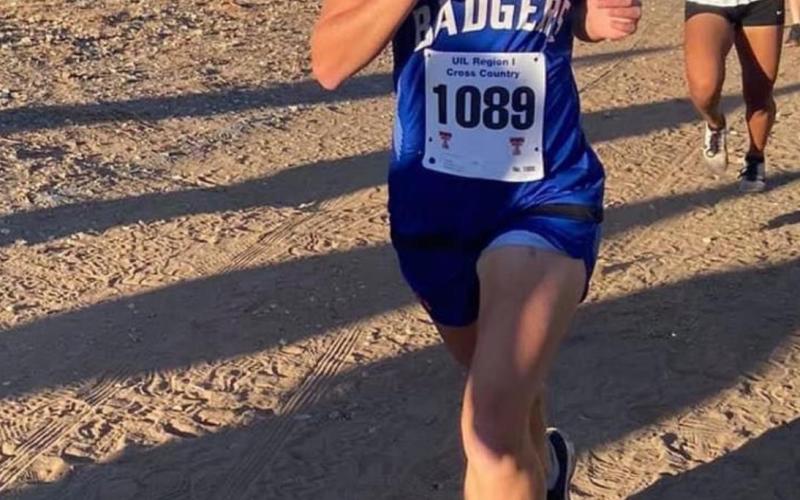 Abby Valdez runs down the trail during the regional meet in Lubbock on Monday. COURTESY PHOTO