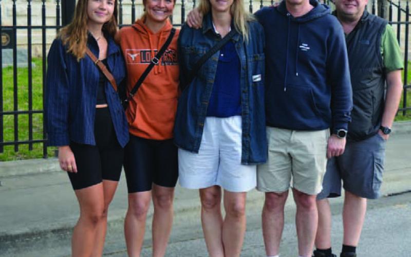 From left to right are Sofie Brandt, Line Brandt, Rikke Brandt, Anders Brandt and Stig Nielson who came to Lampasas from Denmark to enjoy the 2024 total solar eclipse. ERICK MITCHELL | DISPATCH RECORD