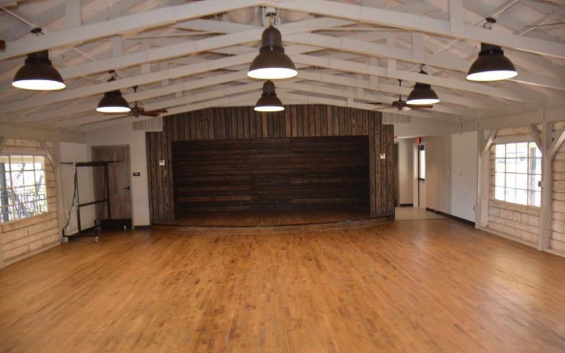 HUNTER KING | DISPATCH RECORD On the second floor of the Hostess House is the renovated floor, the new stage and new ceiling lights that make the area pop and creates a fun environment for weddings and other events.