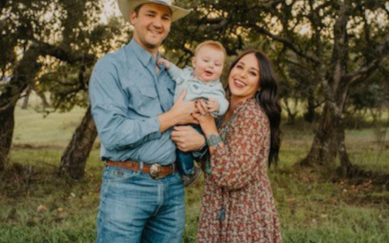 Heston and Stevie McBride have stayed active in the Lampasas County Young Farmers &amp;amp; Ranchers organization. The McBrides are past state winners of the Excellence in Agriculture contest, and he is the incoming president for Lampasas County Farm Bureau. They are pictured with their young son in 2021 after being chosen Excellence in Agriculture winners. file photo