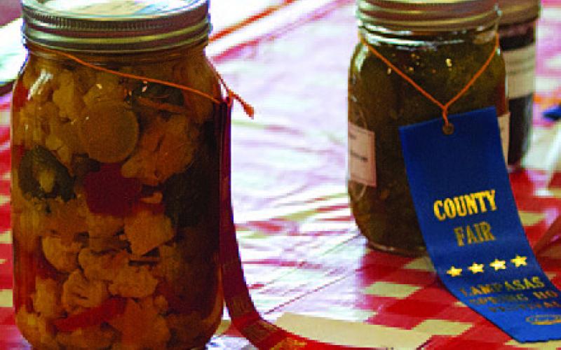 Canned goods are among the divisions judged at the County Fair. Entries can be vegetables, fruit, pickled items, relish, jams/jellies/preserves, honey and other selections. Ribbons are awarded in each category. FILE PHOTO