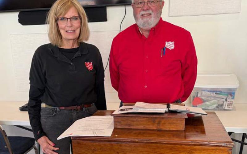 Dorothy Person and David Spradley gave a presentation on the Lampasas County Salvation Army to members of The ’36 Club at their January meeting. courtesy photo