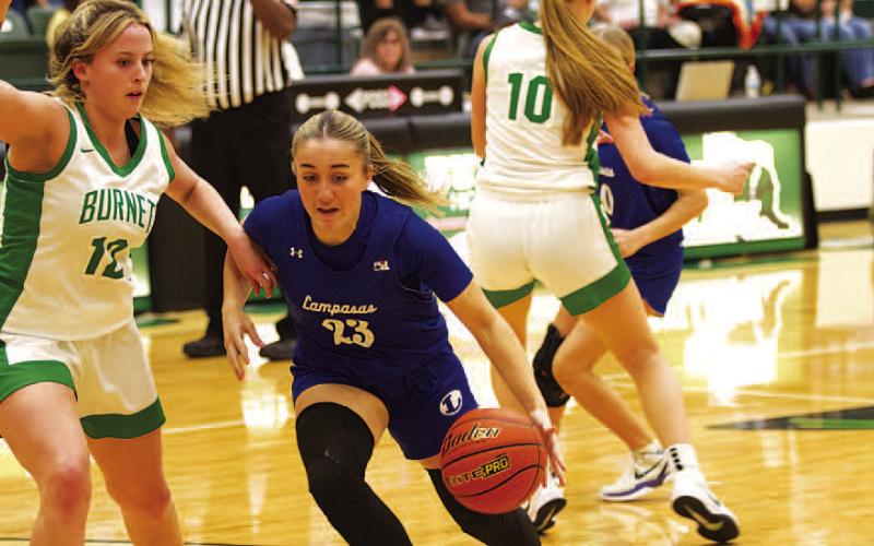 HUNTER KING | DISPATCH RECORD Payton Crawford led the Lady Badgers in scoring against Burnet on Tuesday.