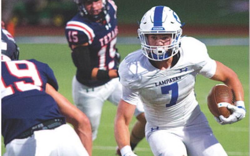 Jett Walker ran for 100 yards for the fifth straight week against Wimberley. HUNTER KING | DISPATCH RECORD