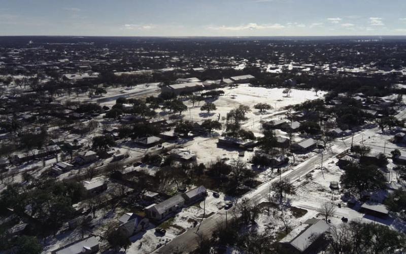 A drone shot taken from the east side of Lampasas reveals a frozen tundra. MICHAEL HAVENS| COURTESY PHOTO