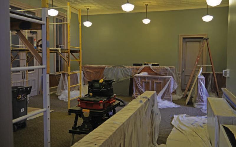 Lampasas County Commissioners Court meetings are being conducted this month in the county annex conference room while the commissioners’ courtroom on the first floor of the couny courthouse is being renovated. ERICK MITCHELL | DISPATCH RECORD