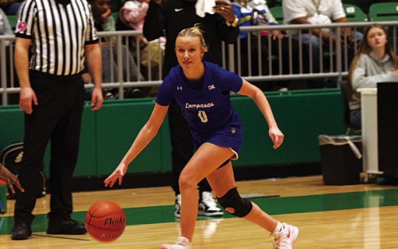 HUNTER KING | DISPATCH RECORD Tenley Langford dribbles down the wing against Waco La Vega.