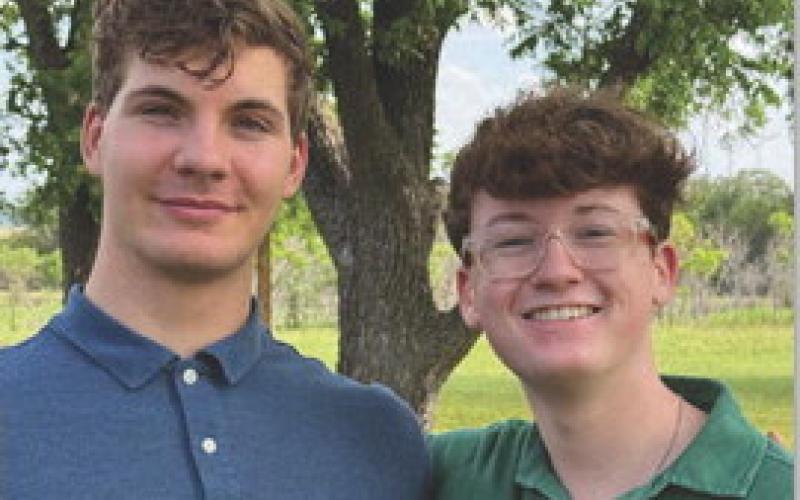 Named by American Legion Post 116 to represent Lometa at this year’s Boys State at The University of Texas are Wyatt Potts, left, and Bryson Anastasi. COURTESY PHOTO