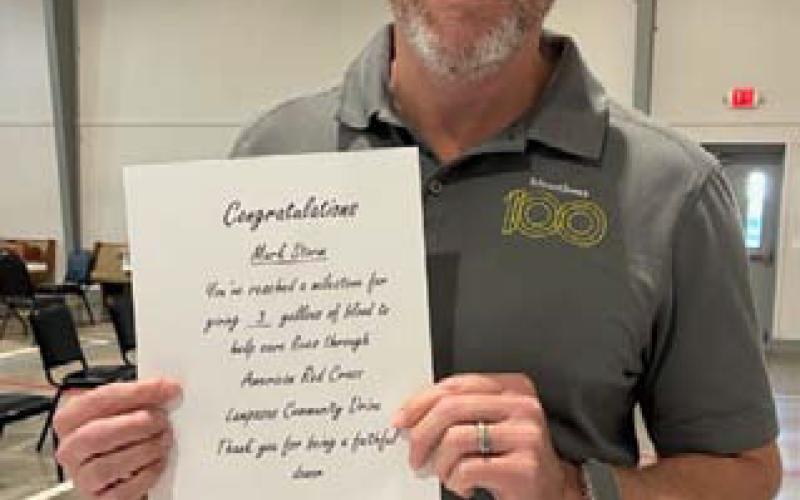 COURTESY PHOTO The Sept. 9 blood drive marked 3 gallons of donations from Mark Storm.