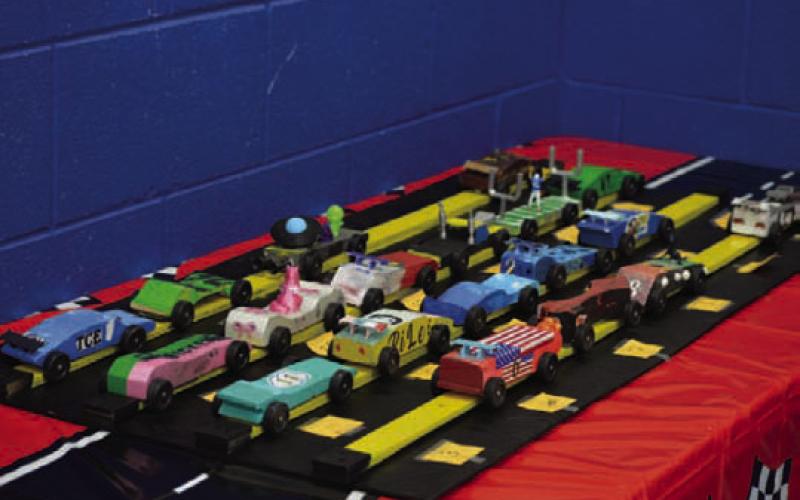 A look at the 23 cars that competed in Taylor Creek Elementary School’s first annual pinewood derby on Feb. 12. ERICK MITCHELL | DISPATCH RECORD