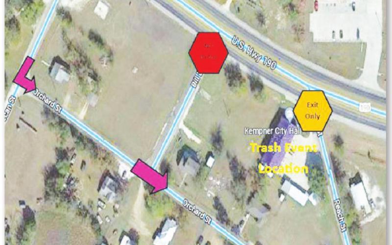 This map indicates where residents should enter and exit for disposal of hazardous household items. COURTESY PHOTO | CITY OF KEMPNER