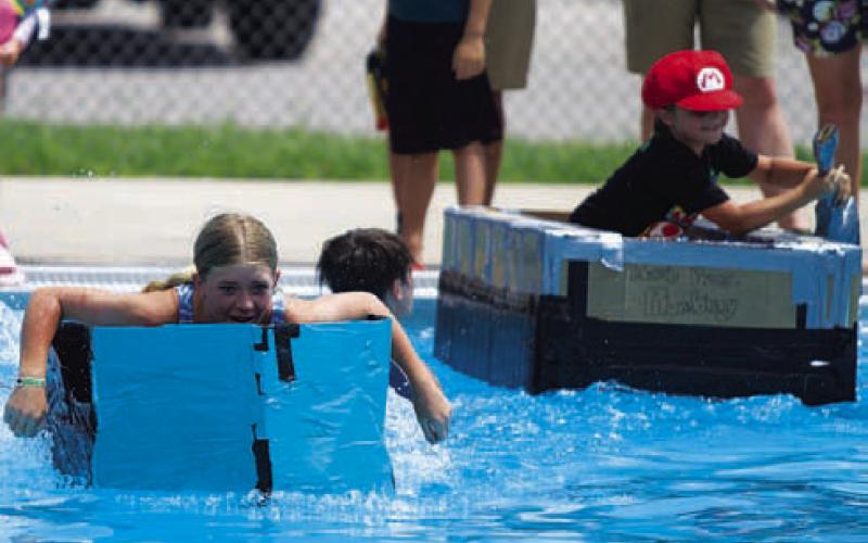 The Cardboard Regatta features boats made exclusively with cardboard and duct tape. Youth can use their creativity to decorate their vessels and then race across the Hanna Springs Swimming Pool. FILE PHOTO