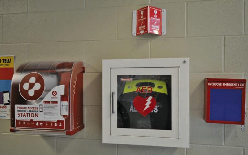As with the other LISD campuses, Lampasas High School has a station equipped for medical health emergencies, including an AED and opioid overdose kits. ERICK MITCHELL | DISPATCH RECORD
