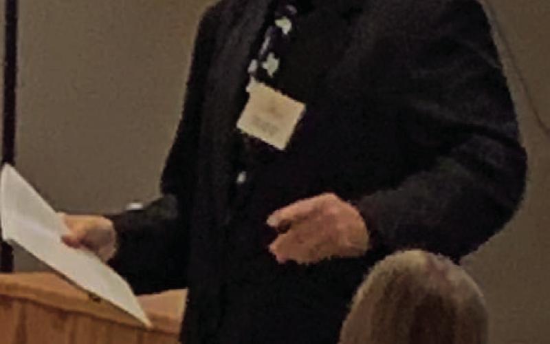 Steve “Doc” Forsythe offers information on the Agricultural Teachers Association of Texas mentorship program to a group of new agriscience teachers. He was a presenter for a workshop session during the ATAT professional development conference held last week in Dallas. COURTESY PHOTO