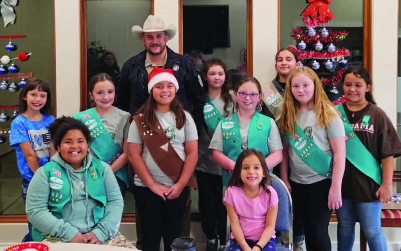 Scouts make ornaments for law enforcement officers