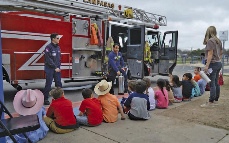 ERICK MITCHELL | DISPATCH RECORD The Lampasas Fire Department provided a career day presentation last week to Hanna Springs Elementary School students.