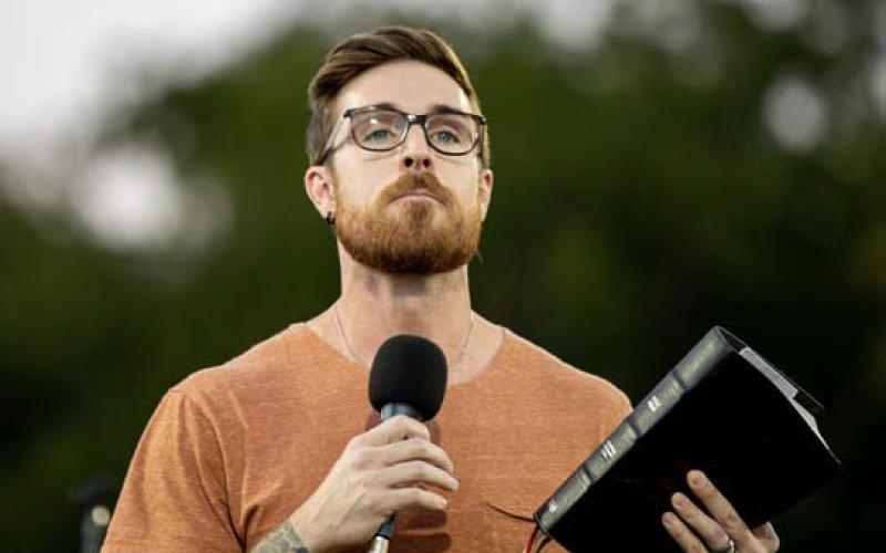 Former Badger delivers message Clayton Tyner, a Lampasas High School graduate and now pastor at Metachurch in San Antonio, spoke at Fields of Faith on Wednesday night at Badger Stadium. chris miles | Dispatch Record