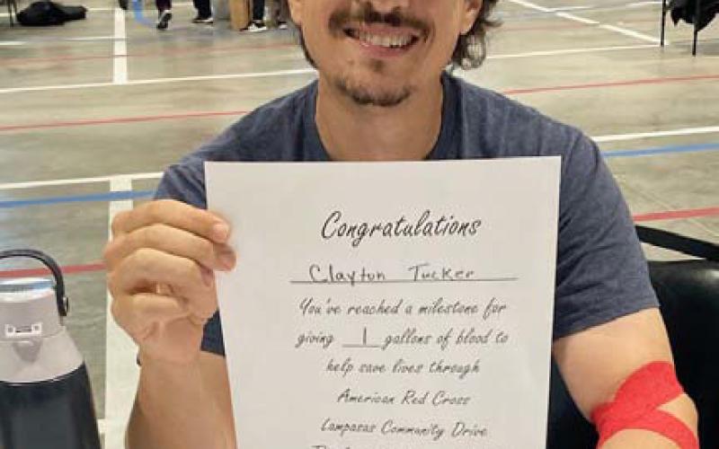 Clayton Tucker has now donated one gallon. COURTESY PHOTO