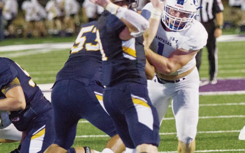 FILE PHOTO Former Lampasas Badger Owen Seaver was named the Lonestar Conference Defensive Lineman of the Year for his season at Angelo State University. The senior has 41 tackles, 6.5 tackles for loss and 2.5 sacks for the Rams, according to angelosports.com. He also has six quarterback hurries, and he has blocked a kick.