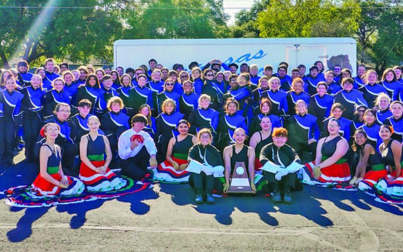 The Lampasas High School Badger Band is pictured after it earned a “Superior” rating at regional competition. COURTESY PHOTO