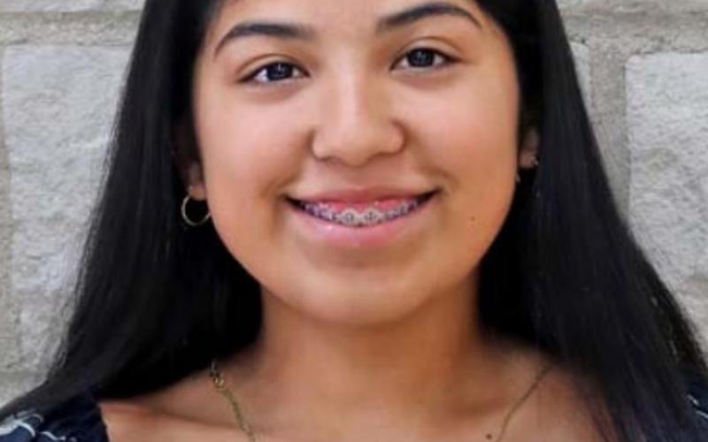 Emily Andrade, valedictorian of the Lometa High School Class of 2022, was presented a $20,000 Area Go Texan scholarship. She is headed to Angelo State University. COURTESY PHOTO