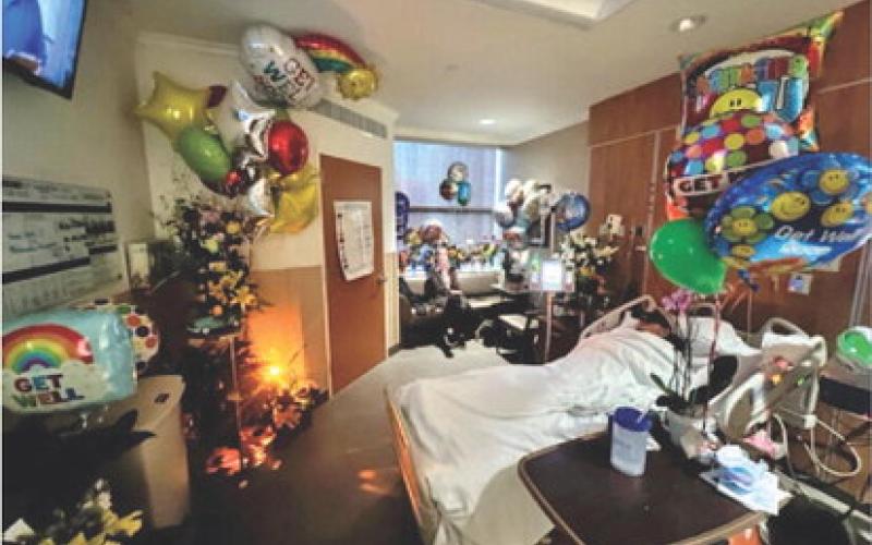 The Kukers quickly ran out of space in the hospital room for all the plants, flowers, balloons and well wishes Lampasas friends sent during his recovery. DEBBIE KUKER | COURTESY PHOTO