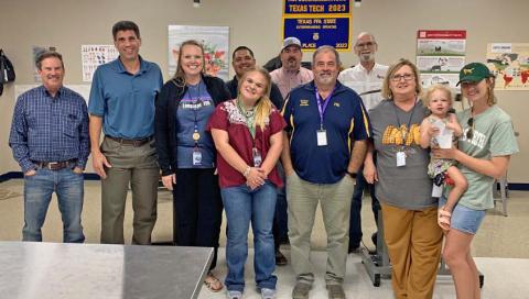 LISD AgScience Advisory Council members include, front row from left, teachers Madison West, Kevin Kaase, Judy Hail and Kirby Phillips (holding daughter, Emma); back row, Darryl Raub, Superintendent Dr. Chane Rascoe, CTE Director Liz Haviland, Tony Rojas, Lee Loeffler and Council Chairman Dr. Steve Forsythe. Not pictured: Council members Mike Hail, Jeff Rutland, Harvey Stinnett and Heath Lusty. courtesy photo