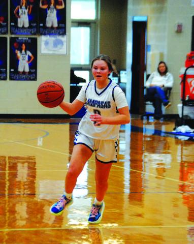 Addison Borchardt dribbles the ball up the floor on Wednesday. HUNTER KING | DISPATCH RECORD