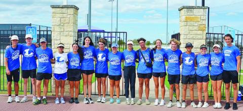 The tennis team earned the bi-district championship after its 10-9 win over Krum this week. COURTESY PHOTO | KENNETH PEISER