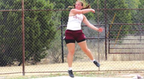 Sierra Tower tosses the discus on her way to qualifying for the area meet later this month. COURTESY PHOTO
