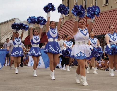 The Spring Ho Grand Parade will come through the downtown Lampasas area mid-morning on July 11. Parade dignitaries will include Craig and Donna Benton, this year’s honorary marshals. Floats, cavalry units, marching bands and of course the Flames drill team will take part. FILE PHOTO