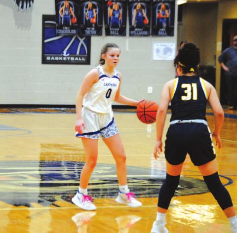 Addison Borchardt dribbles and looks for a teammate to pass to during a previous game against Stephenville. HUNTER KING | DISPATCH RECORD