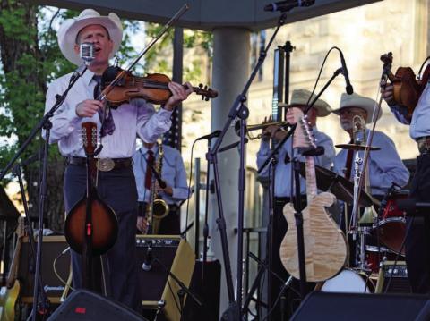 Jason Roberts and the rest of the Bob Wills’ Texas Playboys did not disappoint, as their lively tunes resonated from the stage. The brass instruments, steel guitars, piano, mandolin and bass cello blended melodiously while the fiddler’s bow moved with graceful precision, weaving intricate harmonies into the evening air. JOYCESARAH MCCABE | LAMPASAS DISPATCH RECORD