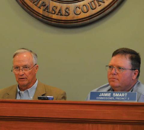 County Judge Randy Hoyer, left, and Precinct 2 Commissioner Jamie Smart offered comments indicating the county should be more open to considering tax abatements for facilities such as data centers because of the potential revenue they could bring through property taxes. erick mitchell | Dispatch Record