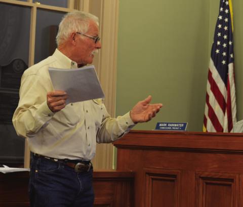 ERICK MITCHELL | DISPATCH RECORD Grady Gibson of Hill Country Soil and Water Conservation District #524 was on hand at last week’s Commissioners Court meeting for the naming of April 25-May 6, 2026 as Texas Soil and Water Stewardship Week.