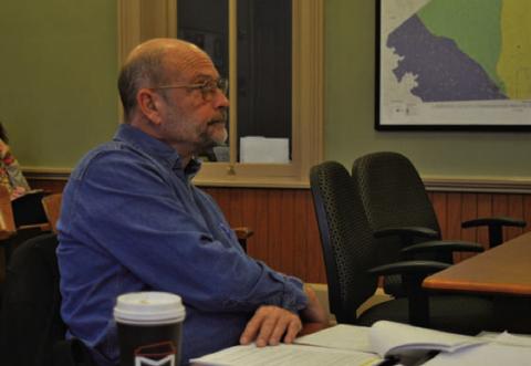 County Engineer Joe England listens to responses from the Lampasas County Commissioners Court during a Jan. 22 workshop on subdivision rules and regulations. ERICK MITCHELL | DISPATCH RECORD