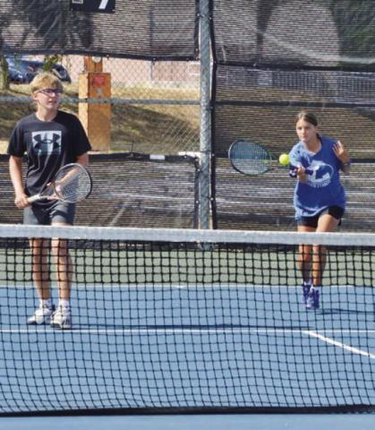 COURTESY PHOTO | KENNETH PEISER Jack Allison, left, and Madelynn White won their first mixed doubles match last week.