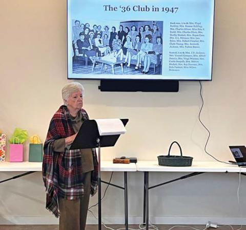 Carol Wright brings a presentation on the history of federated women’s groups to the 36 Club members. courtesy photo