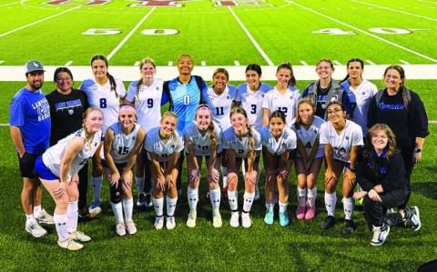 COURTESY PHOTO The Lampasas girls’ soccer team poses for a photo during the Cameron Yoe tournament.